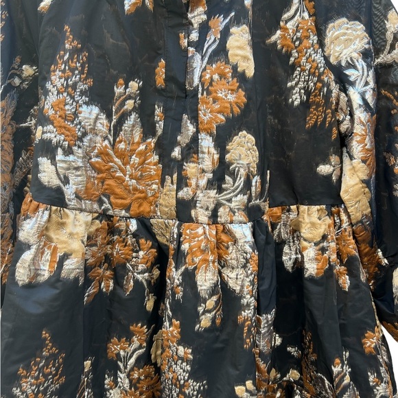 OTTOD'AME FLORAL Made in Italy METALLIC MINI DRESS Brown SIZE MEDIUM - Picture 10 of 16